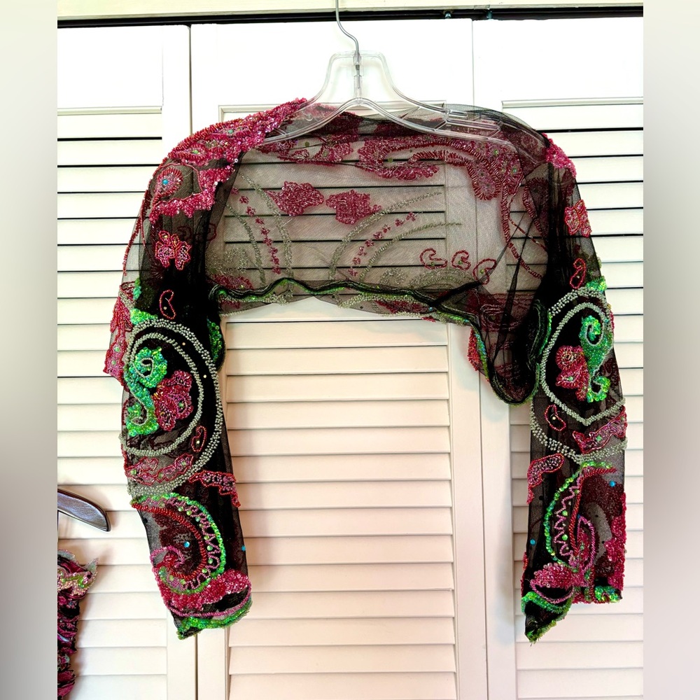 NWT Vintage Y2K Bob Mackie B’Zar Boho Paisley Beaded Dress Set 14/12 - Picture 6 of 13